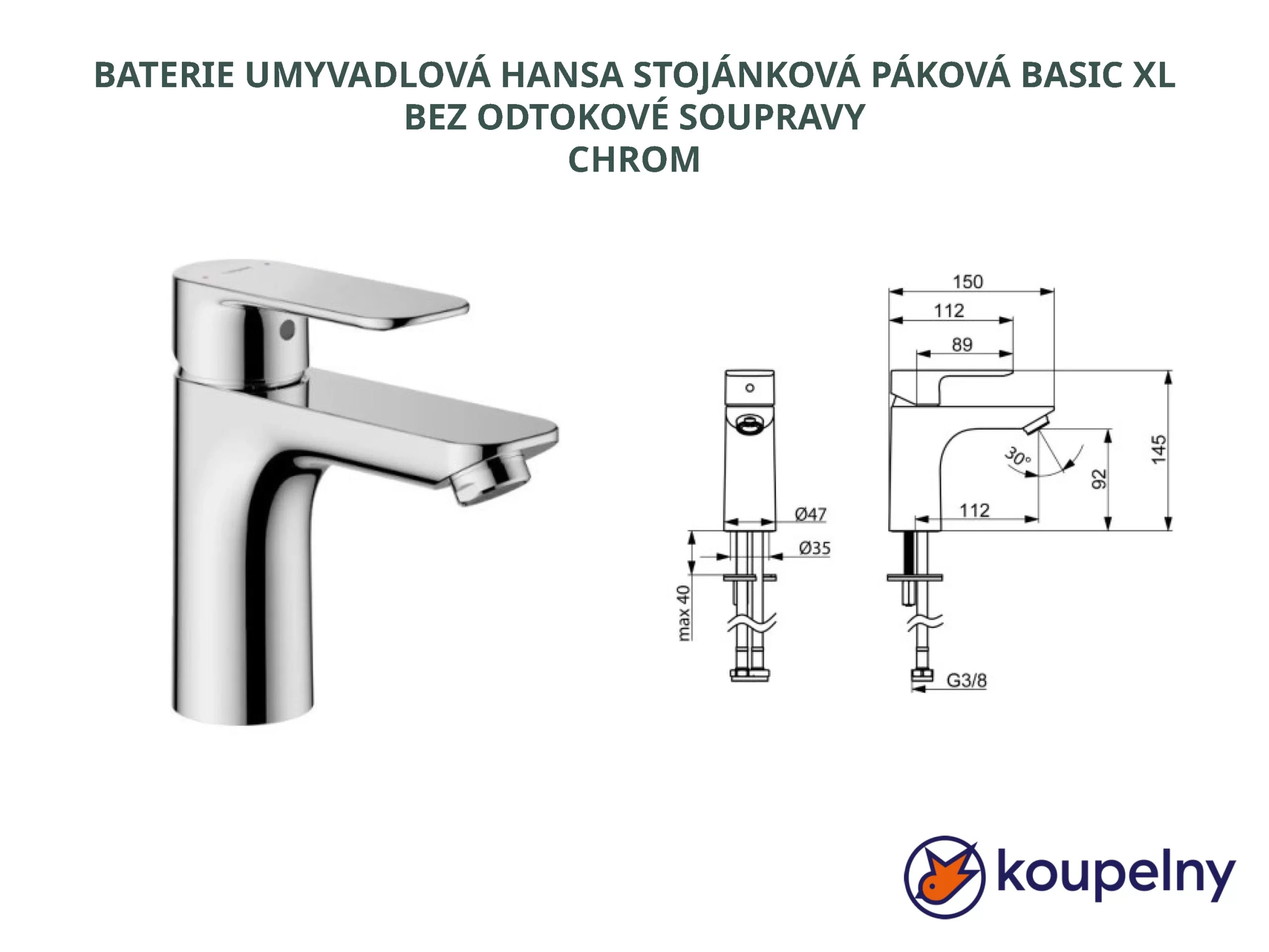 BATERIE UMYVADLOVÁ HANSA STOJÁNKOVÁ PÁKOVÁ