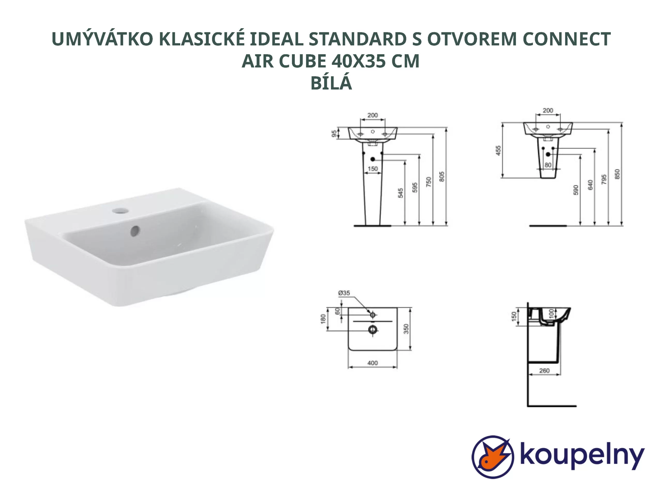 UMÝVÁTKO KLASICKÉ IDEAL STANDARD S OTVOREM CONNECT AIR CUBE