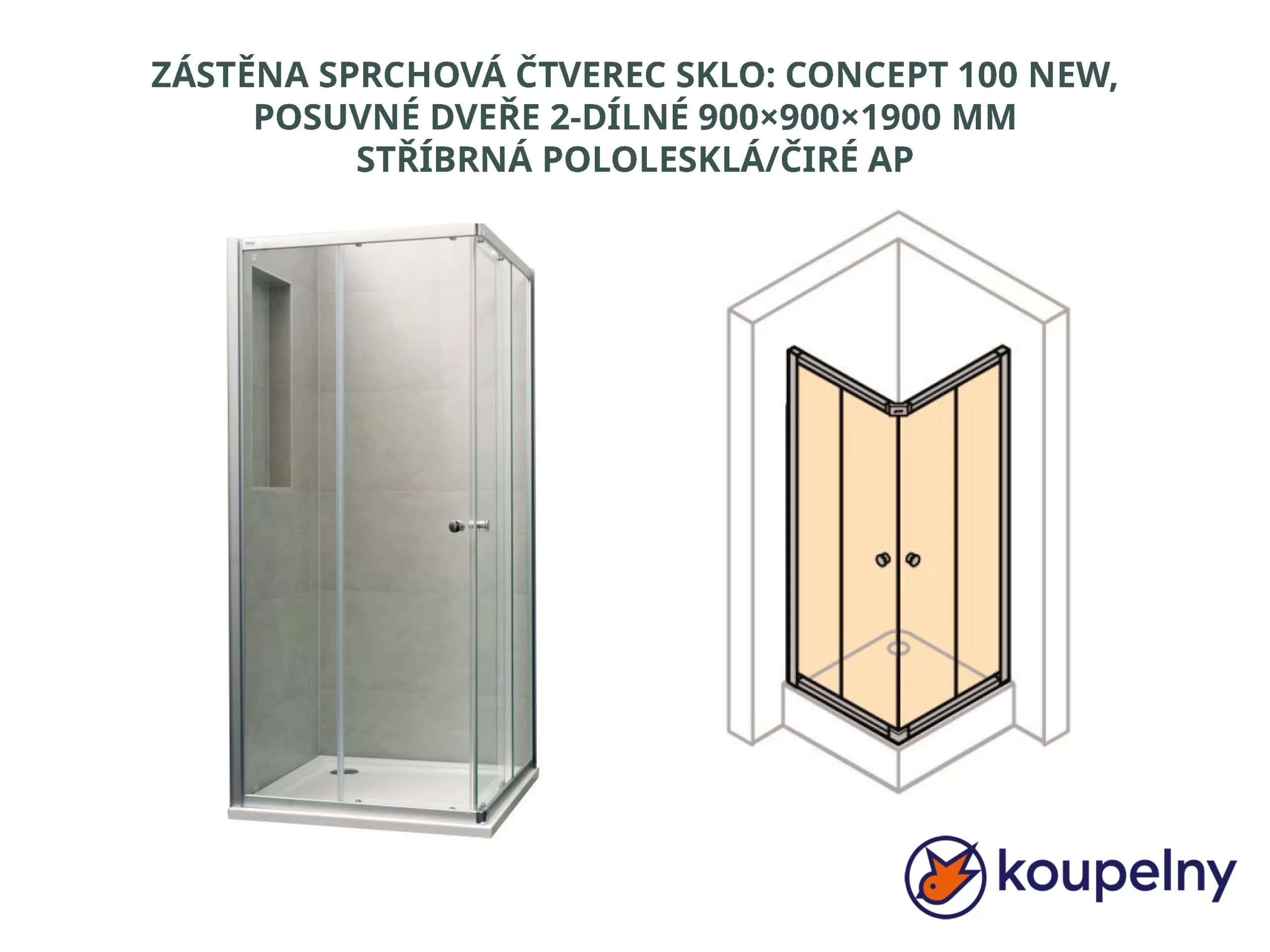 ZÁSTĚNA SPRCHOVÁ ČTVEREC SKLO