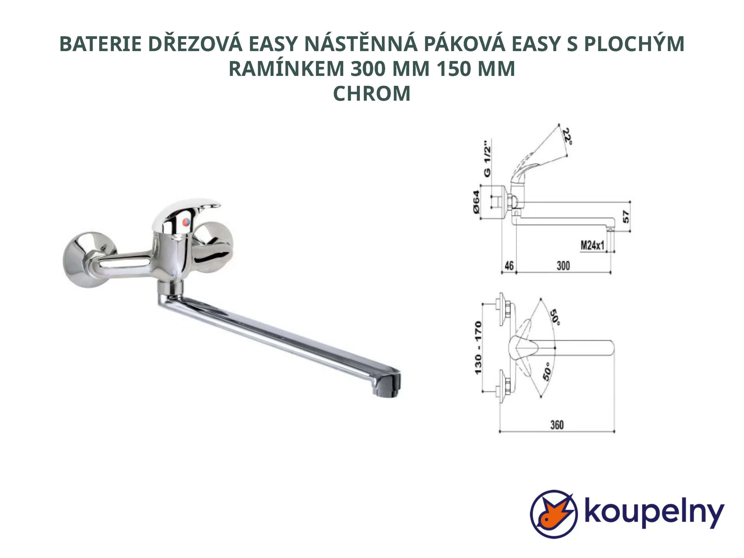 BATERIE DŘEZOVÁ EASY NÁSTĚNNÁ PÁKOVÁ 